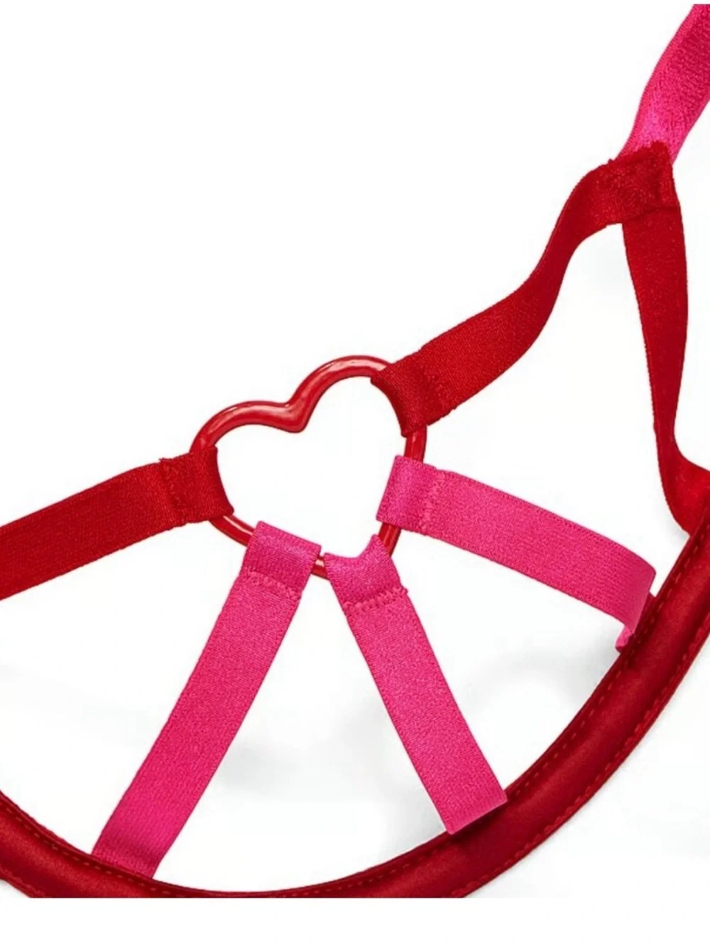 Victoria Secret Red & Pink Strappy Heart Cutout Bra